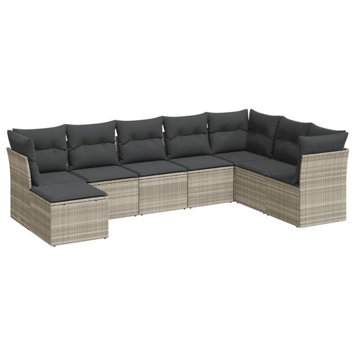 Set mobilier de grădină cu perne, 8 piese gri deschis poliratan - WALTI WALTI