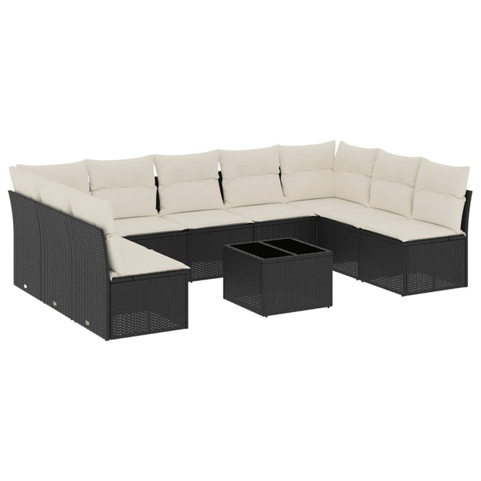 Set canapele de grădină cu perne, 10 piese, negru, poliratan - WALTI WALTI
