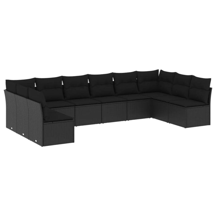 Set canapele de grădină cu perne, 10 piese, negru, poliratan - WALTI WALTI