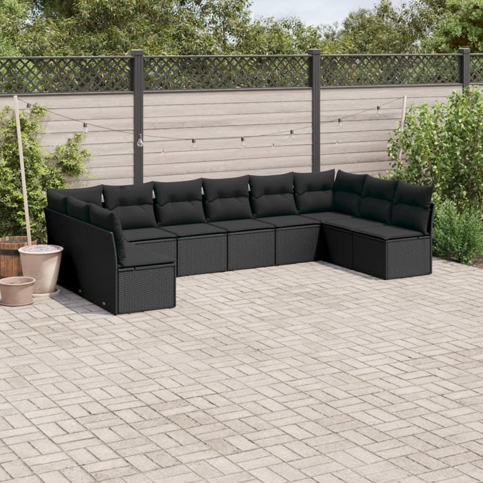 Set canapele de grădină cu perne, 10 piese, negru, poliratan - WALTI WALTI