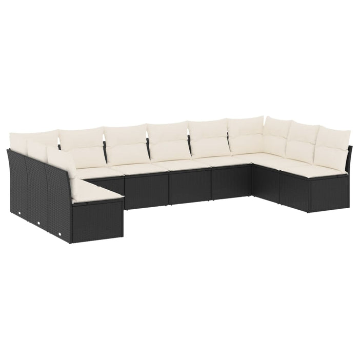 Set canapele de grădină cu perne, 10 piese, negru, poliratan - WALTI WALTI