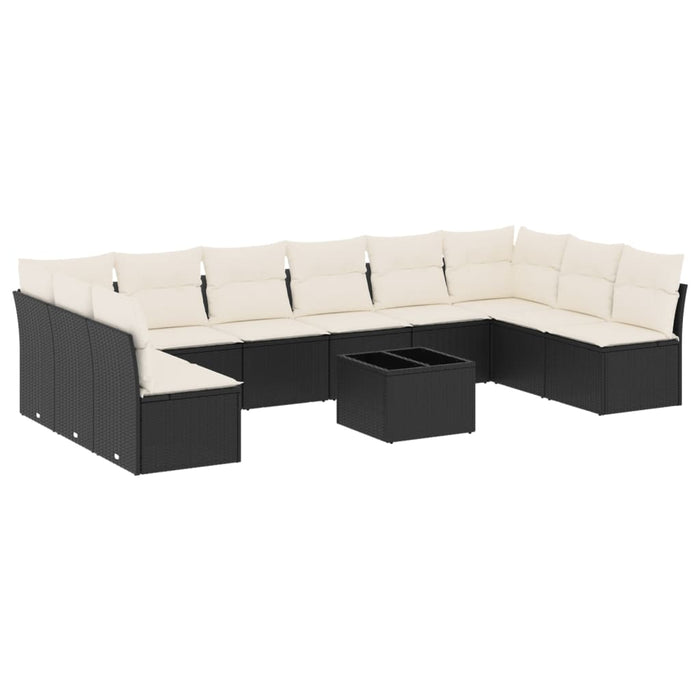 Set canapele de grădină cu perne, 11 piese, negru, poliratan - WALTI WALTI