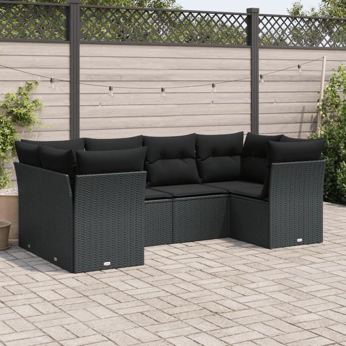 Set mobilier de grădină cu perne, 6 piese, negru, poliratan - WALTI WALTI