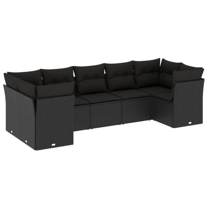 Set canapele de grădină cu perne, 7 piese, negru, poliratan - WALTI WALTI