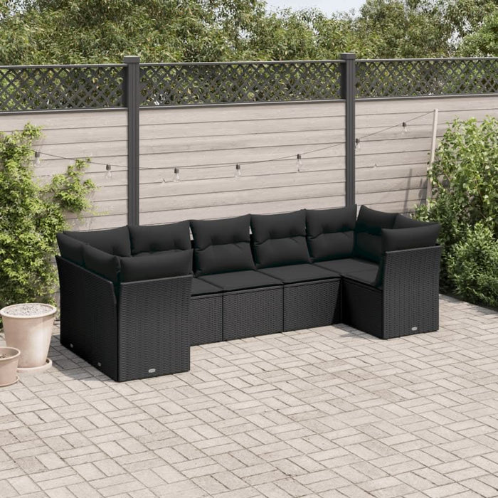 Set canapele de grădină cu perne, 7 piese, negru, poliratan - WALTI WALTI