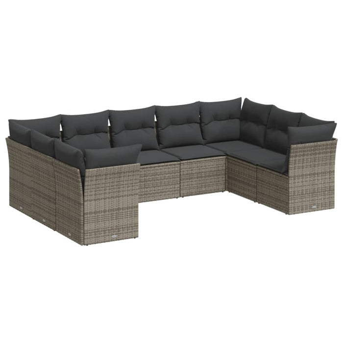 Set canapele de grădină, 9 piese, cu perne, gri, poliratan - WALTI WALTI