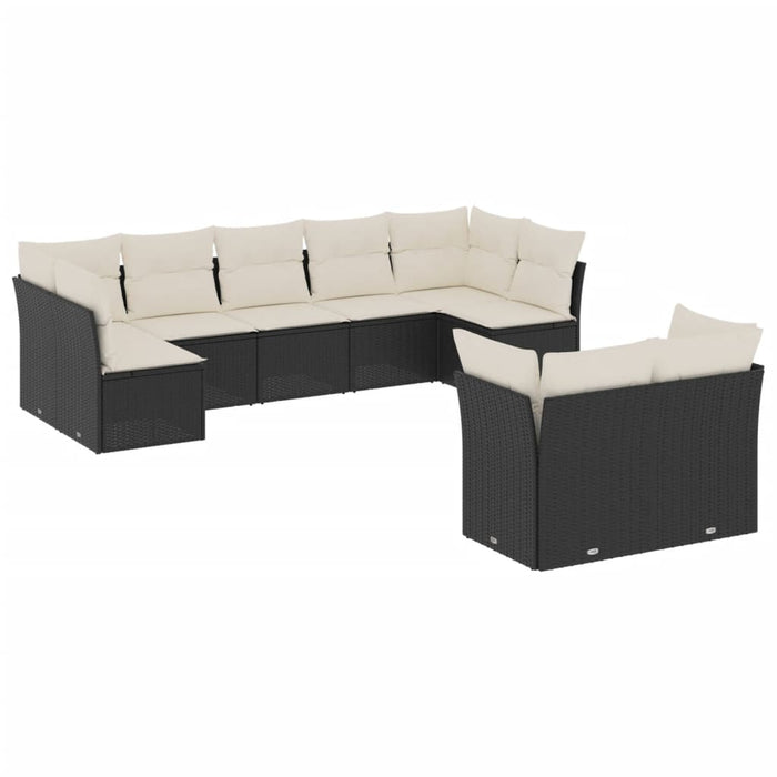 Set mobilier de grădină cu perne, 9 piese, negru, poliratan - WALTI WALTI