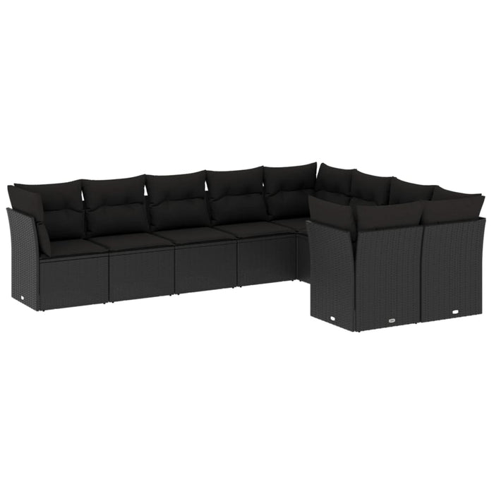 Set mobilier de grădină cu perne, 9 piese, negru, poliratan - WALTI WALTI