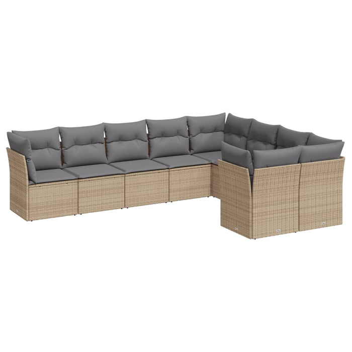 Set canapele de grădină, 9 piese, cu perne, bej, poliratan - WALTI WALTI