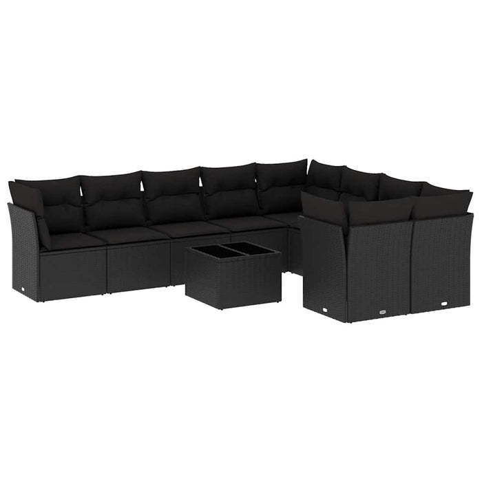 Set canapele de grădină cu perne, 10 piese, negru, poliratan - WALTI WALTI
