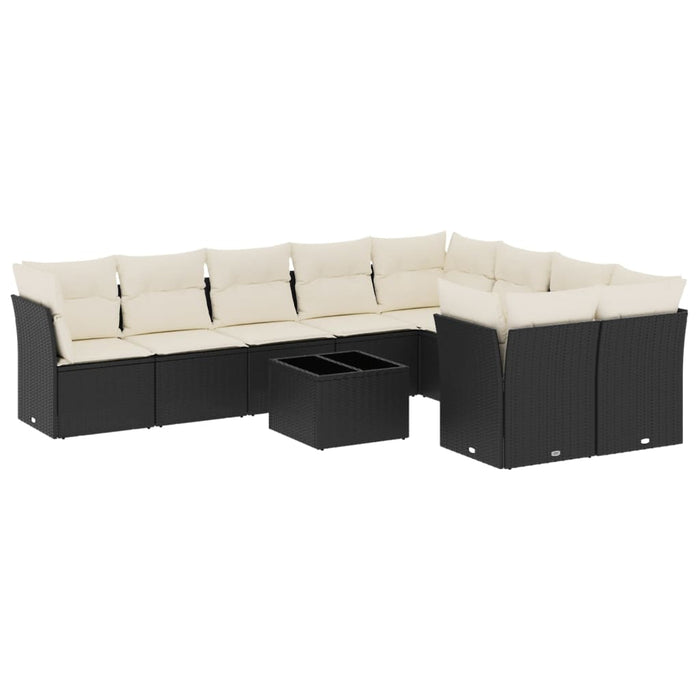Set canapele de grădină cu perne, 10 piese, negru, poliratan - WALTI WALTI