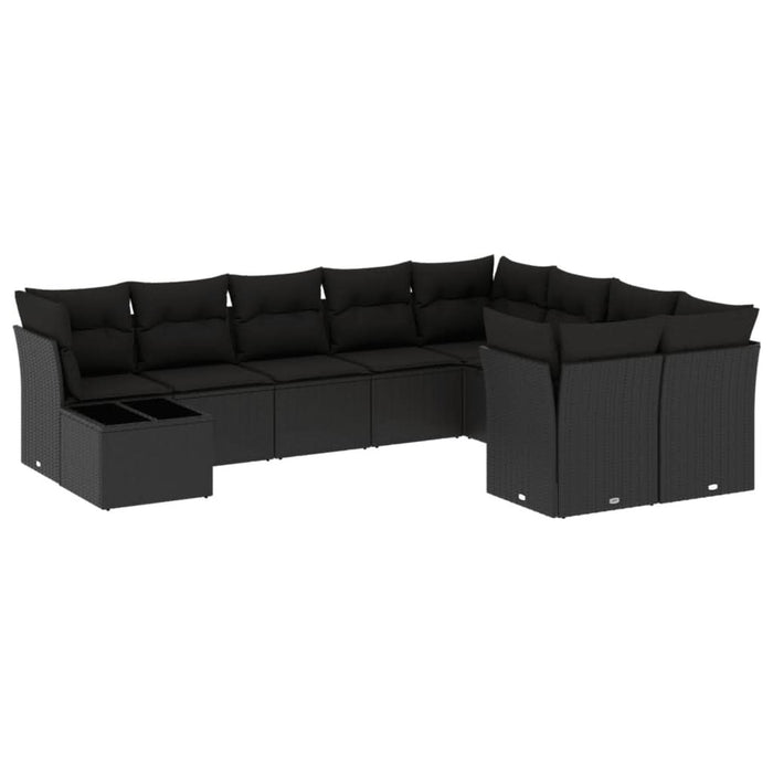 Set canapele de grădină cu perne, 10 piese, negru, poliratan - WALTI WALTI