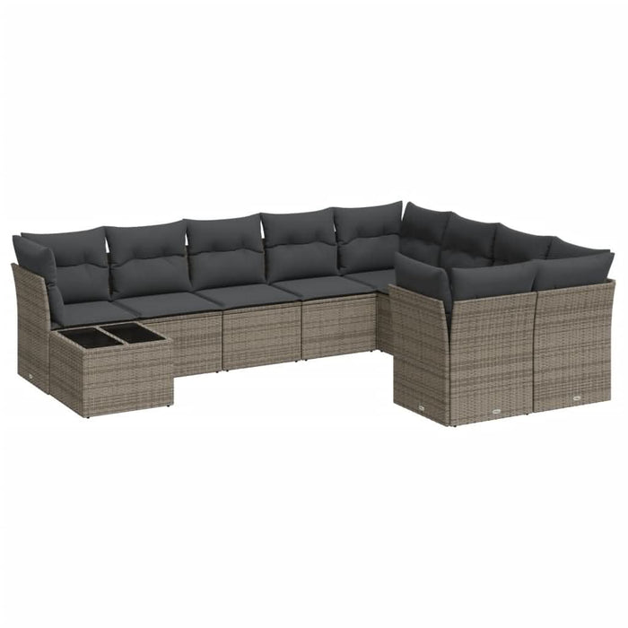 Set mobilier de grădină cu perne, 10 piese, gri, poliratan - WALTI WALTI