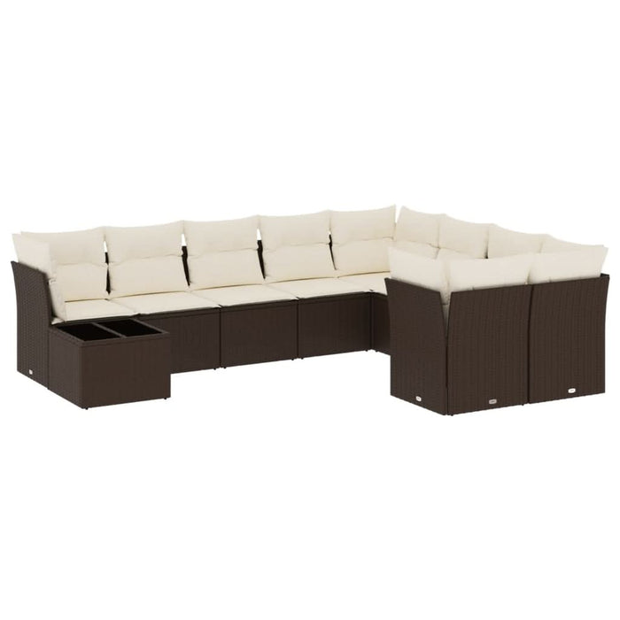 Set canapele de grădină cu perne, 10 piese, maro, poliratan - WALTI WALTI