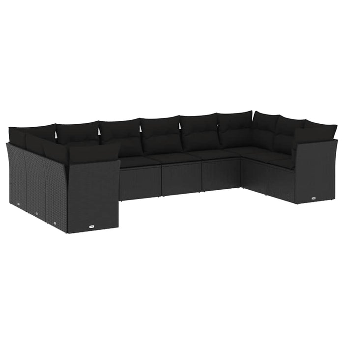 Set canapele de grădină cu perne, 10 piese, negru, poliratan - WALTI WALTI