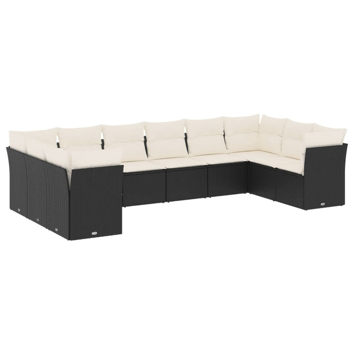 Set canapele de grădină cu perne, 10 piese, negru, poliratan - WALTI WALTI