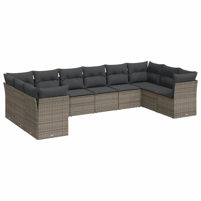 Set mobilier de grădină cu perne, 10 piese, gri, poliratan - WALTI WALTI