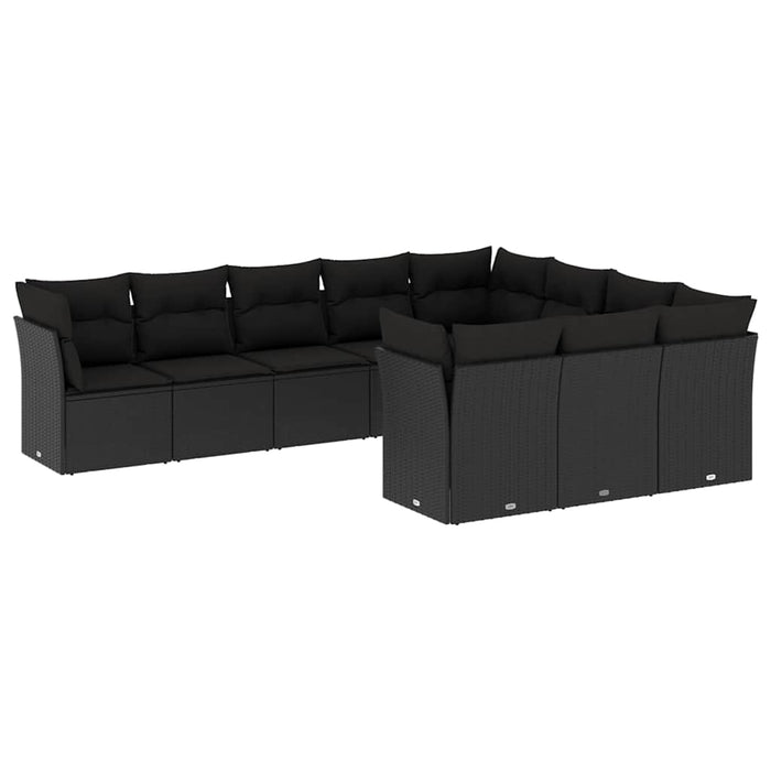 Set canapele de grădină cu perne, 10 piese, negru, poliratan - WALTI WALTI
