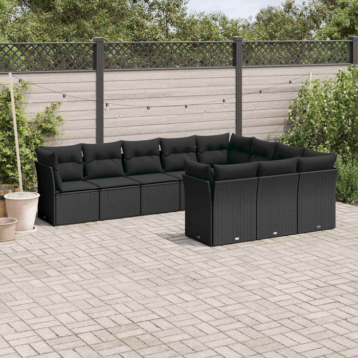 Set canapele de grădină cu perne, 10 piese, negru, poliratan - WALTI WALTI