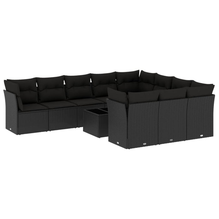 Set canapele de grădină cu perne, 11 piese, negru, poliratan - WALTI WALTI