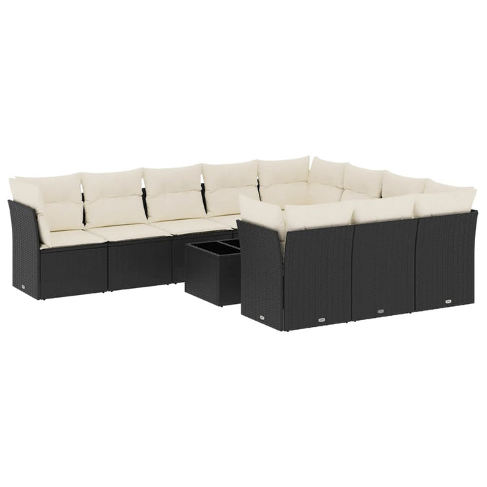 Set canapele de grădină cu perne, 11 piese, negru, poliratan - WALTI WALTI