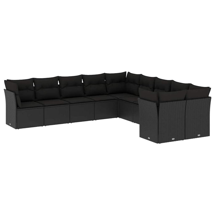 Set canapele de grădină cu perne, 10 piese, negru, poliratan - WALTI WALTI