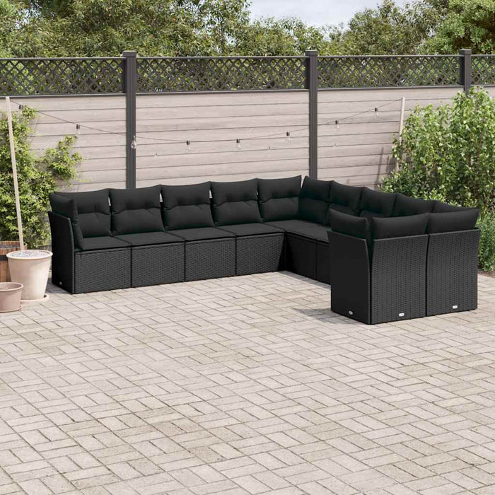 Set canapele de grădină cu perne, 10 piese, negru, poliratan - WALTI WALTI