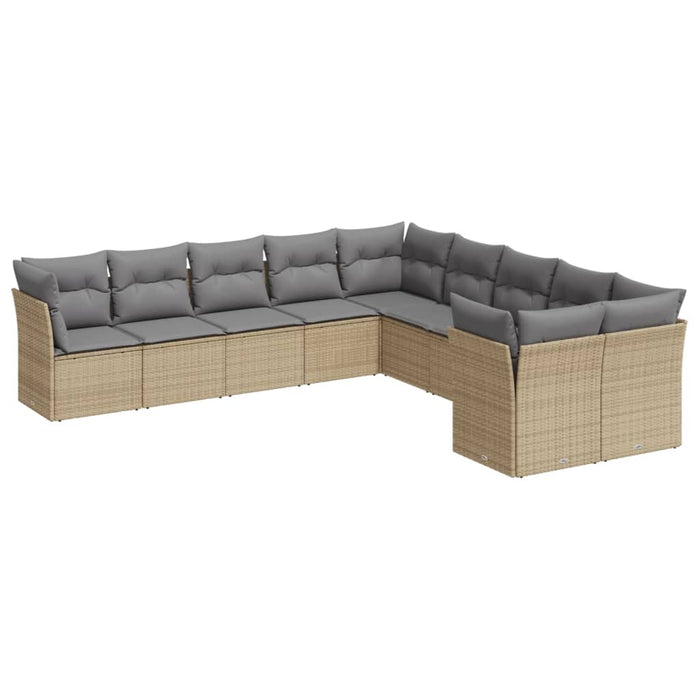 Set canapele de grădină cu perne, 10 piese, bej, poliratan WALTI