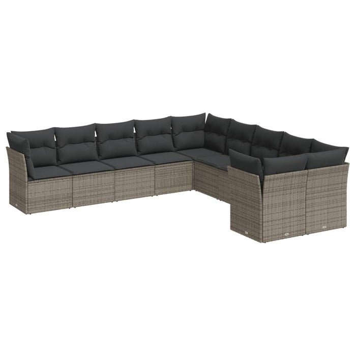 Set mobilier de grădină cu perne, 10 piese, gri, poliratan - WALTI WALTI