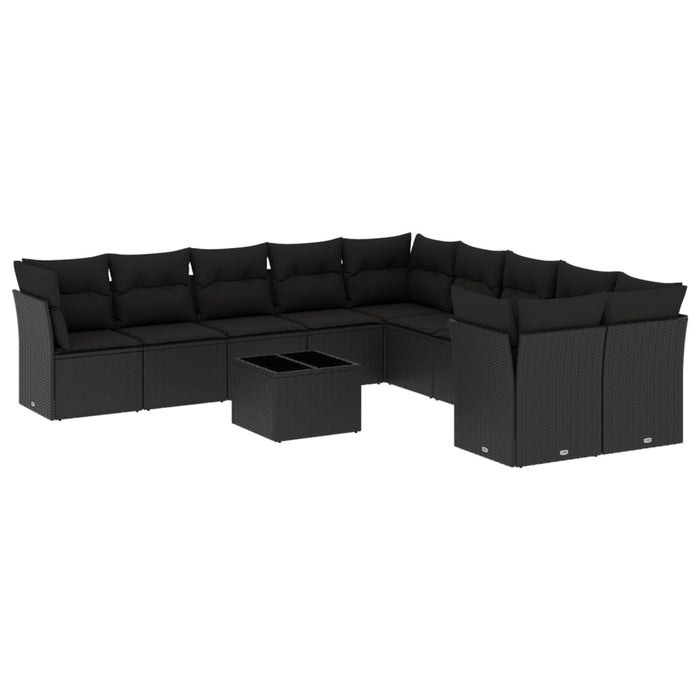 Set canapele de grădină cu perne, 11 piese, negru, poliratan - WALTI WALTI