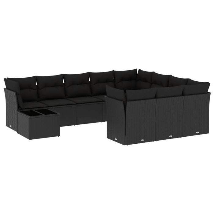 Set canapele de grădină cu perne, 11 piese, negru, poliratan - WALTI WALTI
