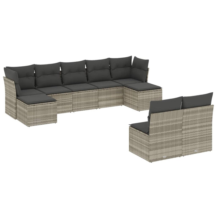 Set canapele de grădină cu perne, 9 piese gri deschis poliratan - WALTI WALTI