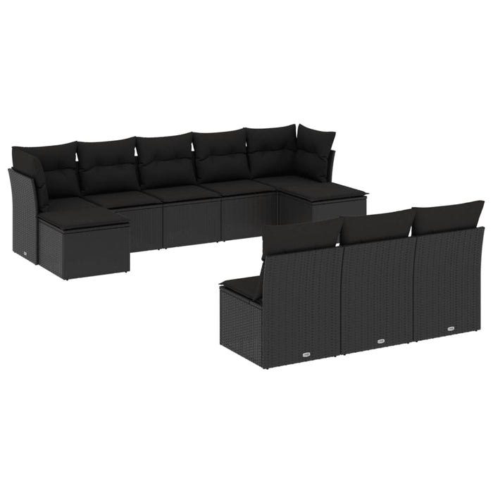 Set canapele de grădină cu perne, 10 piese, negru, poliratan - WALTI WALTI