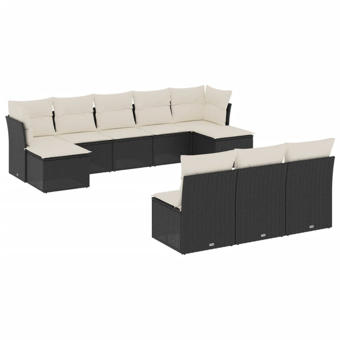 Set canapele de grădină cu perne, 10 piese, negru, poliratan - WALTI WALTI