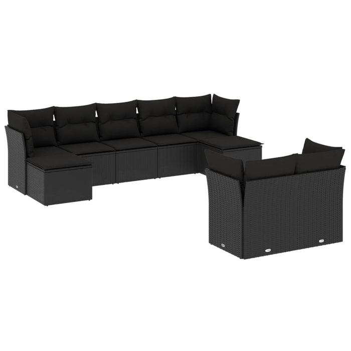 Set mobilier de grădină cu perne, 9 piese, negru, poliratan - WALTI WALTI