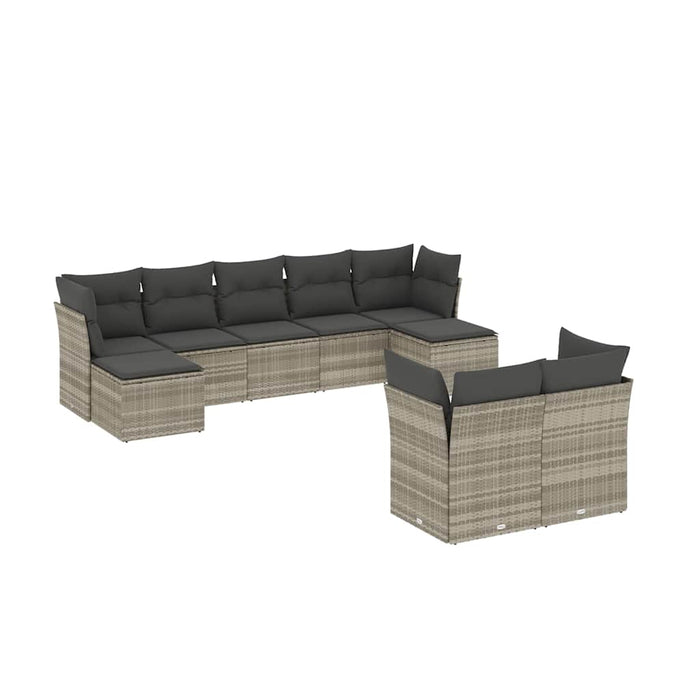 Set canapele de grădină cu perne, 9 piese gri deschis poliratan - WALTI WALTI