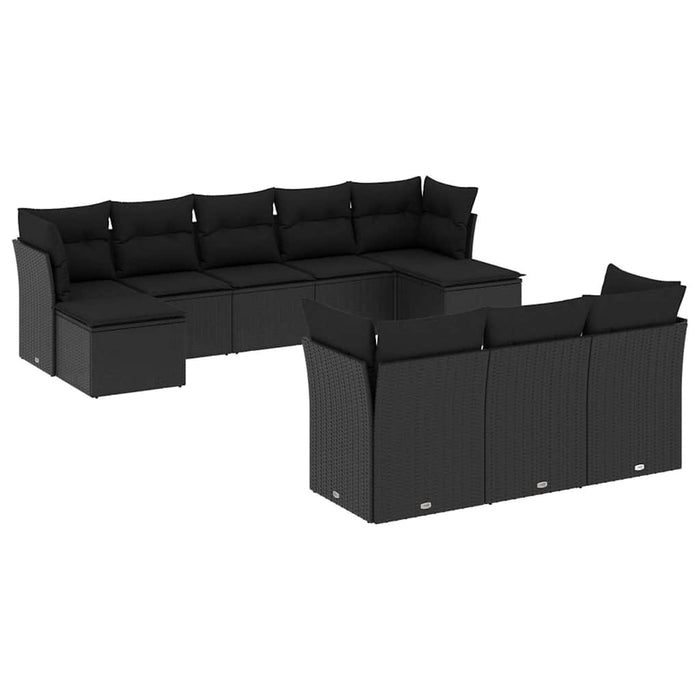 Set canapele de grădină cu perne, 10 piese, negru, poliratan - WALTI WALTI
