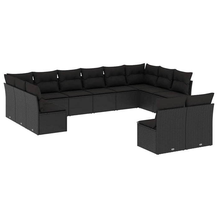 Set canapele de grădină, 12 piese, cu perne, negru, poliratan - WALTI WALTI
