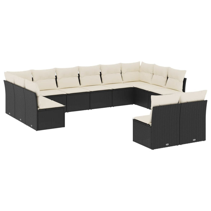 Set canapele de grădină, 12 piese, cu perne, negru, poliratan - WALTI WALTI