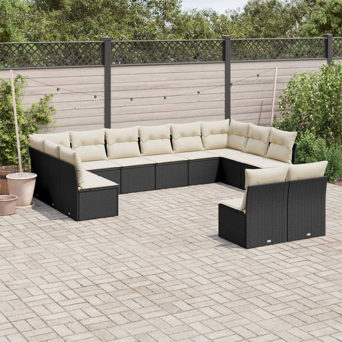 Set canapele de grădină, 12 piese, cu perne, negru, poliratan - WALTI WALTI
