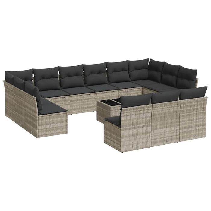 Set mobilier de grădină cu perne,14 piesegri deschis, poliratan - WALTI WALTI
