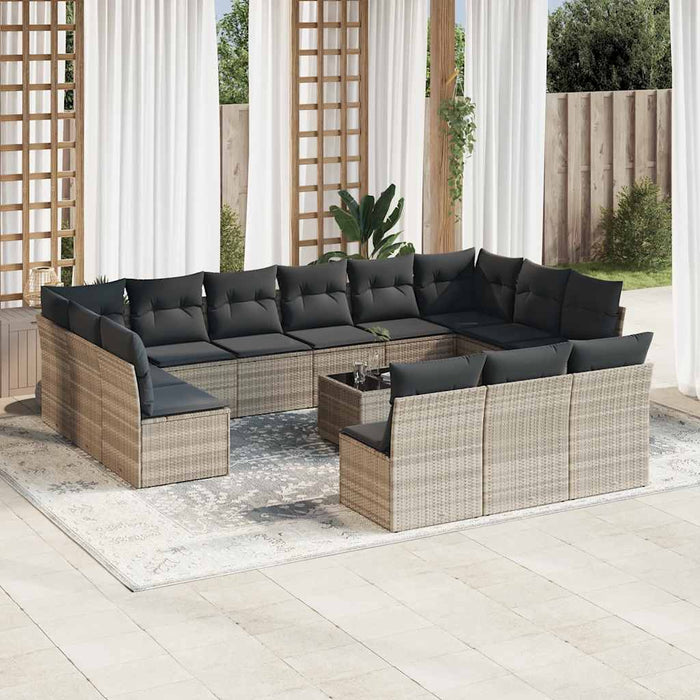 Set mobilier de grădină cu perne,14 piesegri deschis, poliratan - WALTI WALTI