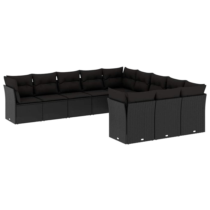 Set canapele de grădină cu perne, 11 piese, negru, poliratan - WALTI WALTI