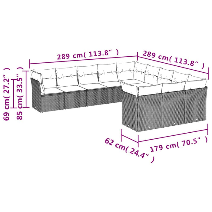 Set canapele de grădină cu perne, 11 piese, negru, poliratan - WALTI WALTI