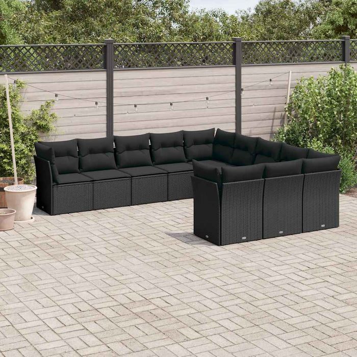 Set canapele de grădină cu perne, 11 piese, negru, poliratan - WALTI WALTI