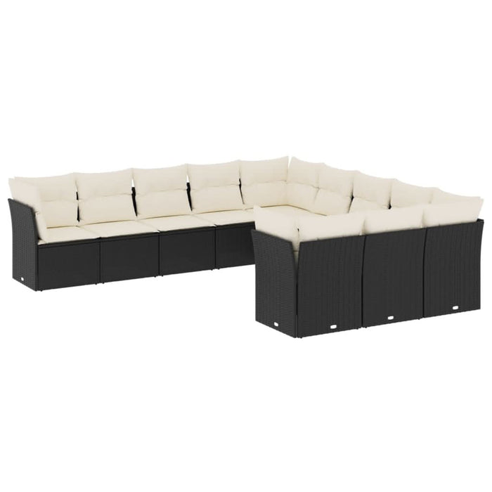 Set canapele de grădină cu perne, 11 piese, negru, poliratan - WALTI WALTI