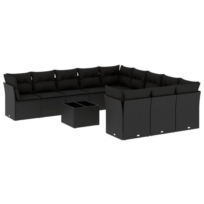 Set canapele de grădină, 12 piese, cu perne, negru, poliratan - WALTI WALTI