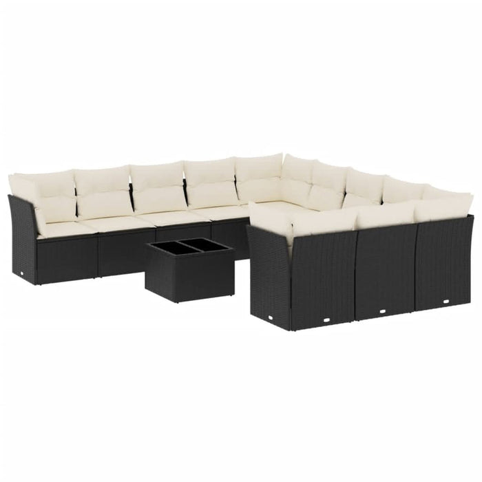 Set canapele de grădină, 12 piese, cu perne, negru, poliratan - WALTI WALTI