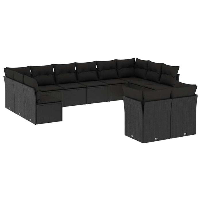 Set canapele de grădină, 12 piese, cu perne, negru, poliratan - WALTI WALTI