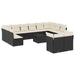 Set mobilier de grădină cu perne, 13 piese, negru, poliratan - WALTI WALTI